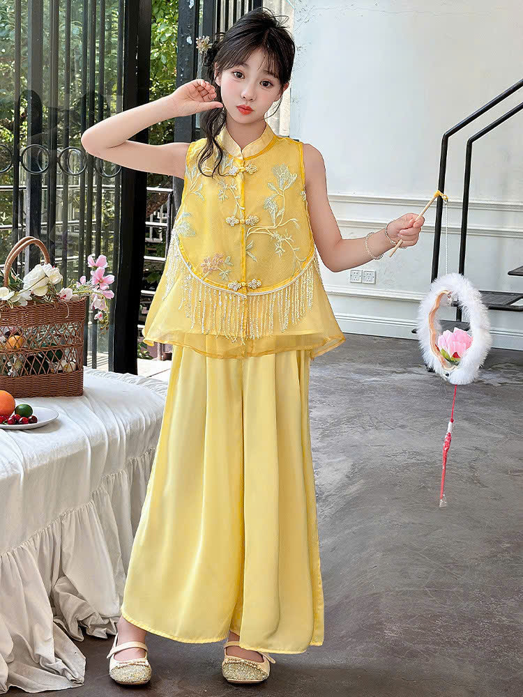 Set bộ cổ trang hanfu phong cách trung hoa cho bé gái diện lễ tết trung thu đẹp size 110-170 hàng Quảng Châu