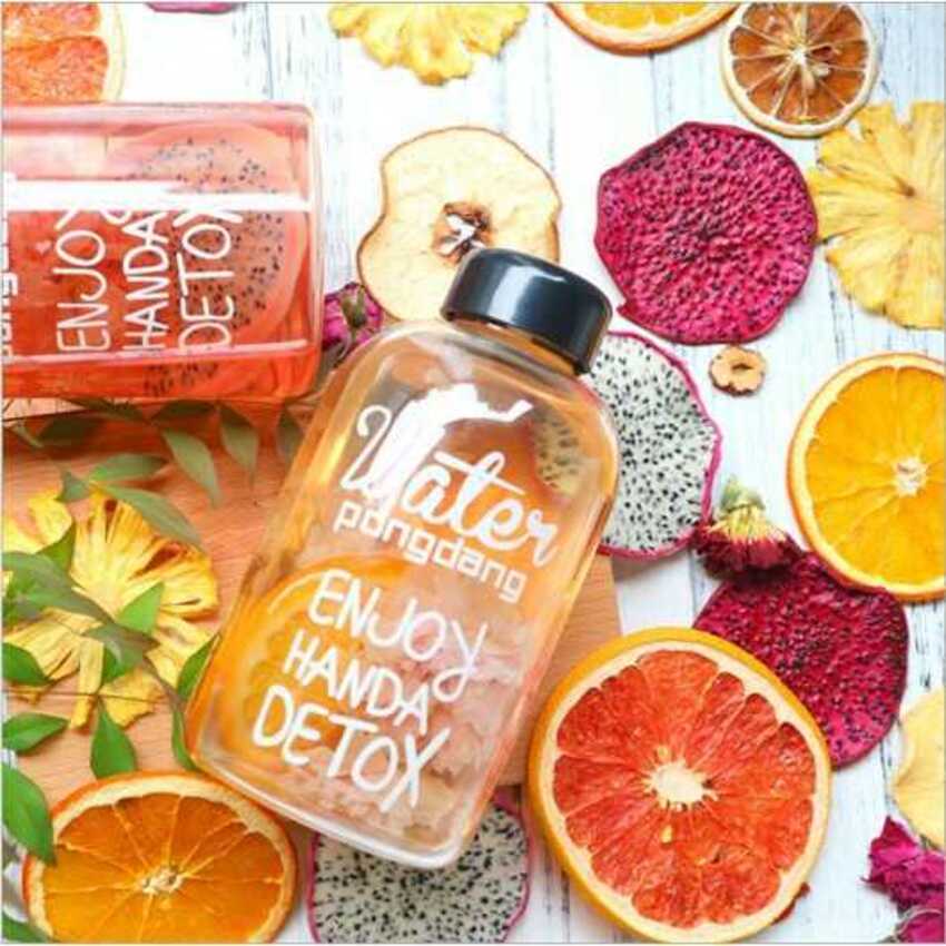 Combo 2 Chai Thủy Tinh đựng nước DETOX 600ML - Nắp nhựa có giăng cao su