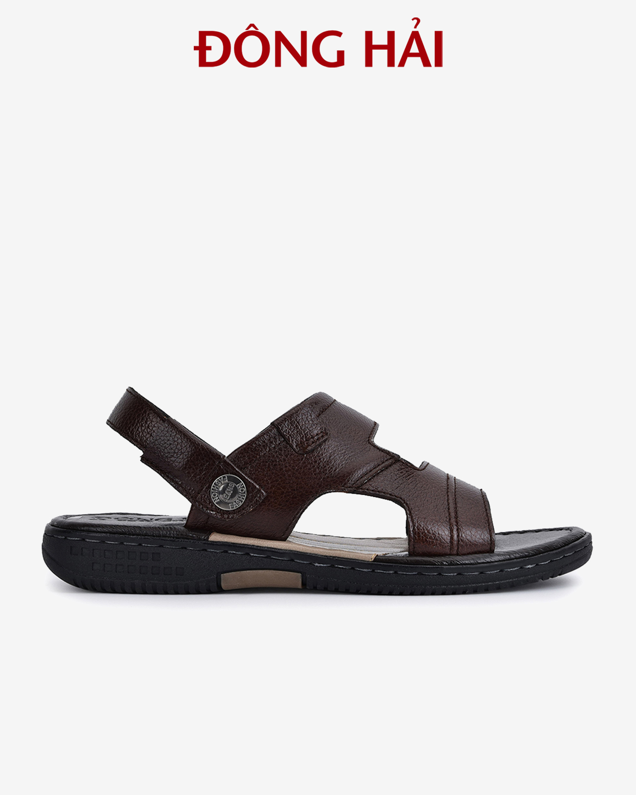 Sandal nam da bò Đông Hải quai ngang thiết kế bản to nam tính dễ phối trang phục - S1131