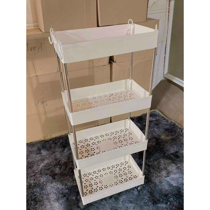 Kệ Đựng Đồ Đa Năng 4 Tầng Khung Inox Có Bánh Xe Chuyên Dụng