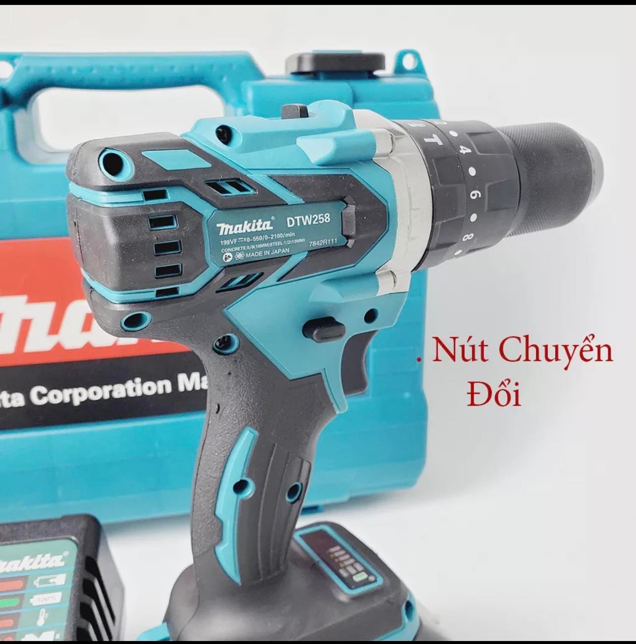 Máy Khoan Pin-Máy Máy khoan pin 199V 3 chức năng có búa - Động cơ không chổi than-2 Pin 10 cell