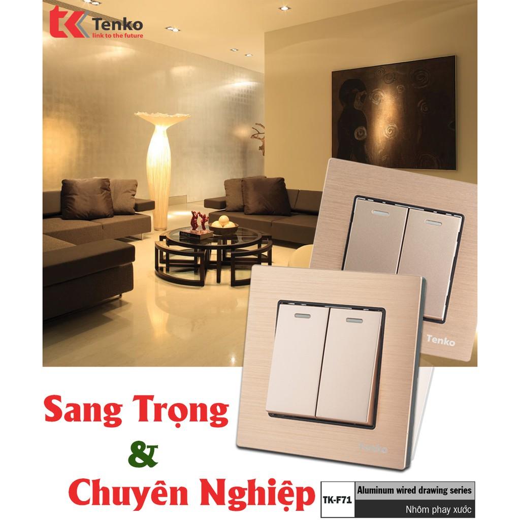 Công Tăc Điện Âm Tường 2 Nút Kim Loại Xước TK-F71-02 Gold Rose