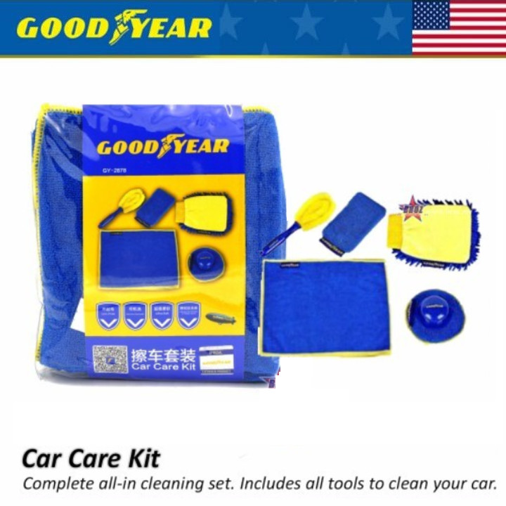 Bộ combo 5 món dụng cụ chăm sóc vệ sinh cọ rửa ô tô, xe hơi nhãn hiệu Goodyear GY-2878