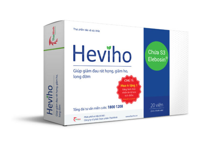 Viên Heviho hỗ trợ giảm ho, đau rát họng hộp 20 viên