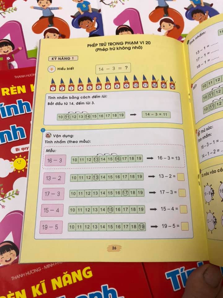 Combo Rèn kĩ năng tính nhanh, tính nhẩm + Rèn kĩ năng Cộng trừ trong phạm vi 100 (không nhớ và có nhớ) - Bí quyết học giỏi toán cho trẻ 6-7 tuổi
