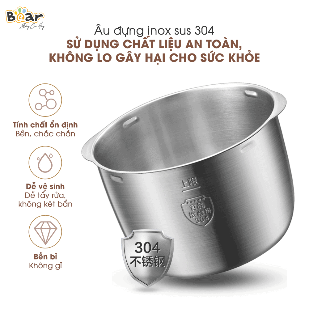 Máy Nhào Bột 3,5L Bear HMJ-A35M1 - Bản Nội Địa, Inox 304, Ủ Bột, Trộn Nhanh, Công Suất Lớn - Hàng chính hãng