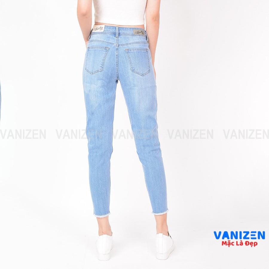Quần jean nữ ống rộng baggy đẹp lưng cao cạp căn bản trơn gấu tua rua cao cấp mã 369 VANIZEN