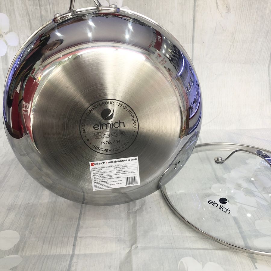 Chảo Xào Sâu Lòng 3 Lớp inox 304 Liền Đáy ELMICH TRI-MAX - Hàng Chính Hãng