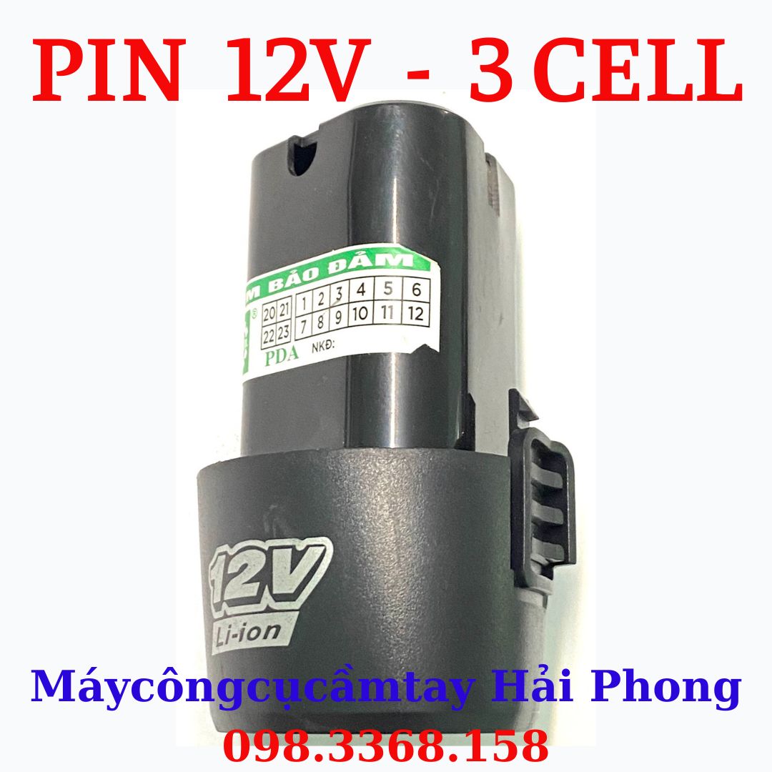 Pin Sạc 12V - 3 cell cho máy khoan, mài ,. . Chân pin TAM GIÁC