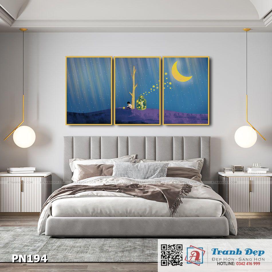 Bộ 3 tranh canvas trang trí phòng ngủ - Hái sao - PN194