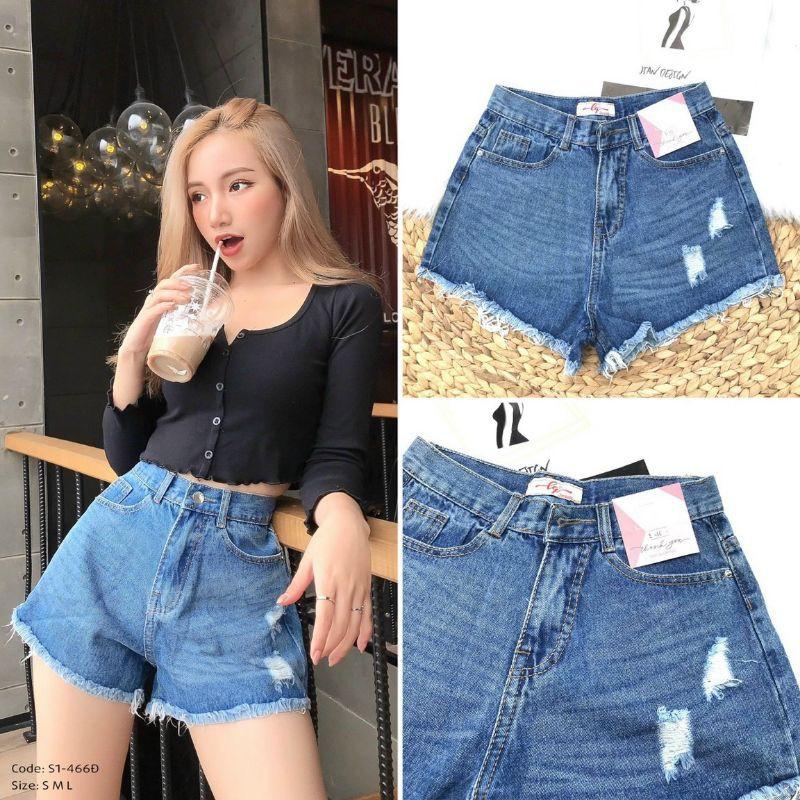 Quần short jean nữ lưng cao King168 , quần short nữ cao cấp QS19