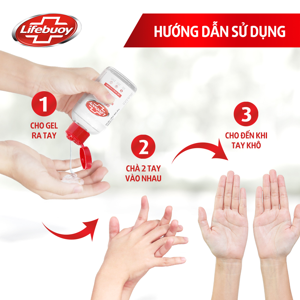 Combo 5 Gel Rửa Tay Khô Sạch Siêu Nhanh Lifebuoy Bảo Vệ Vượt Trội 10 (Chai Nắp 50ml)