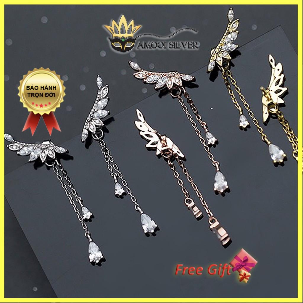 Bông tai bạc S925 vành đôi cánh - Amooi Silver AB74