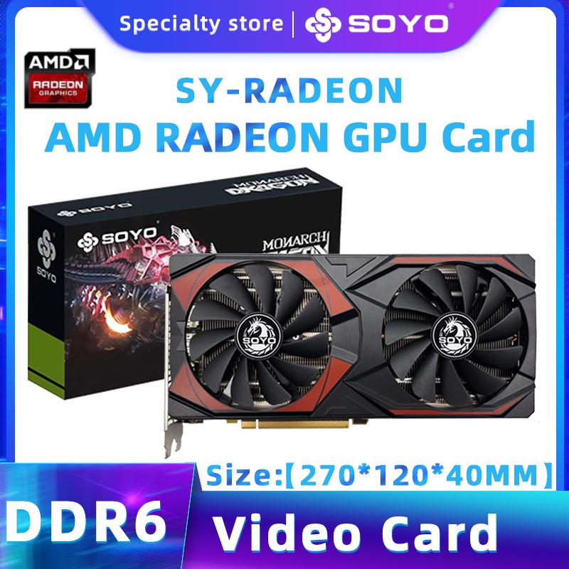 SOYO AMD Card Đồ Họa Radeon RX580 RX5700XT 5500XT 6600XT 6600M GDDR6 Bộ Nhớ Video PCIE3.0x16 Thẻ Chơi Game Cho Máy Tính Để Bàn
