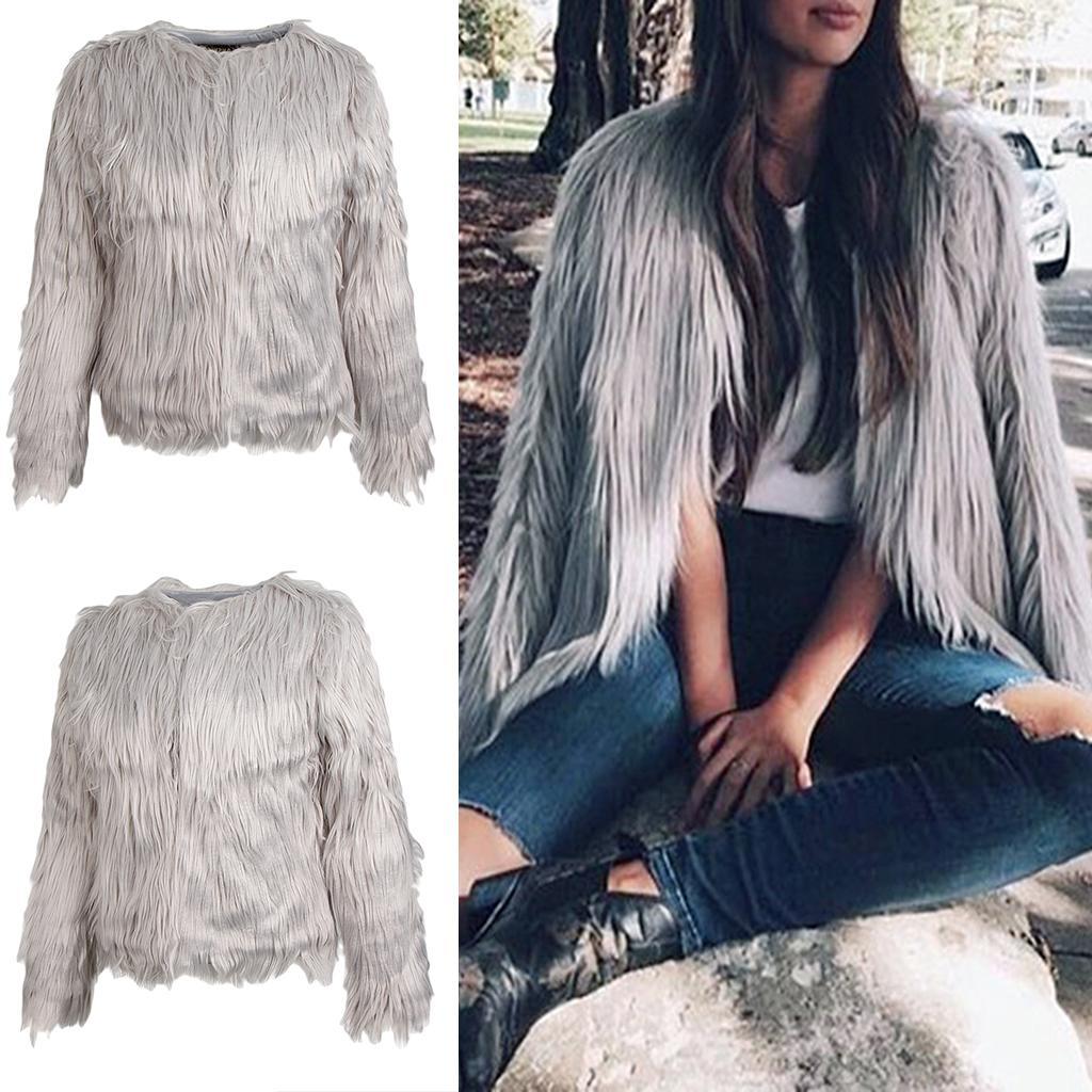 Womens Winter Warm Faux Fur Short Coat Jacket Parka Outerwear Tops