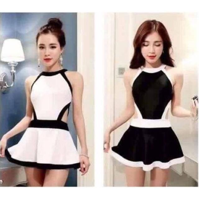 Bikini đi biển 1 mảnh váy khoét eo sành điệu