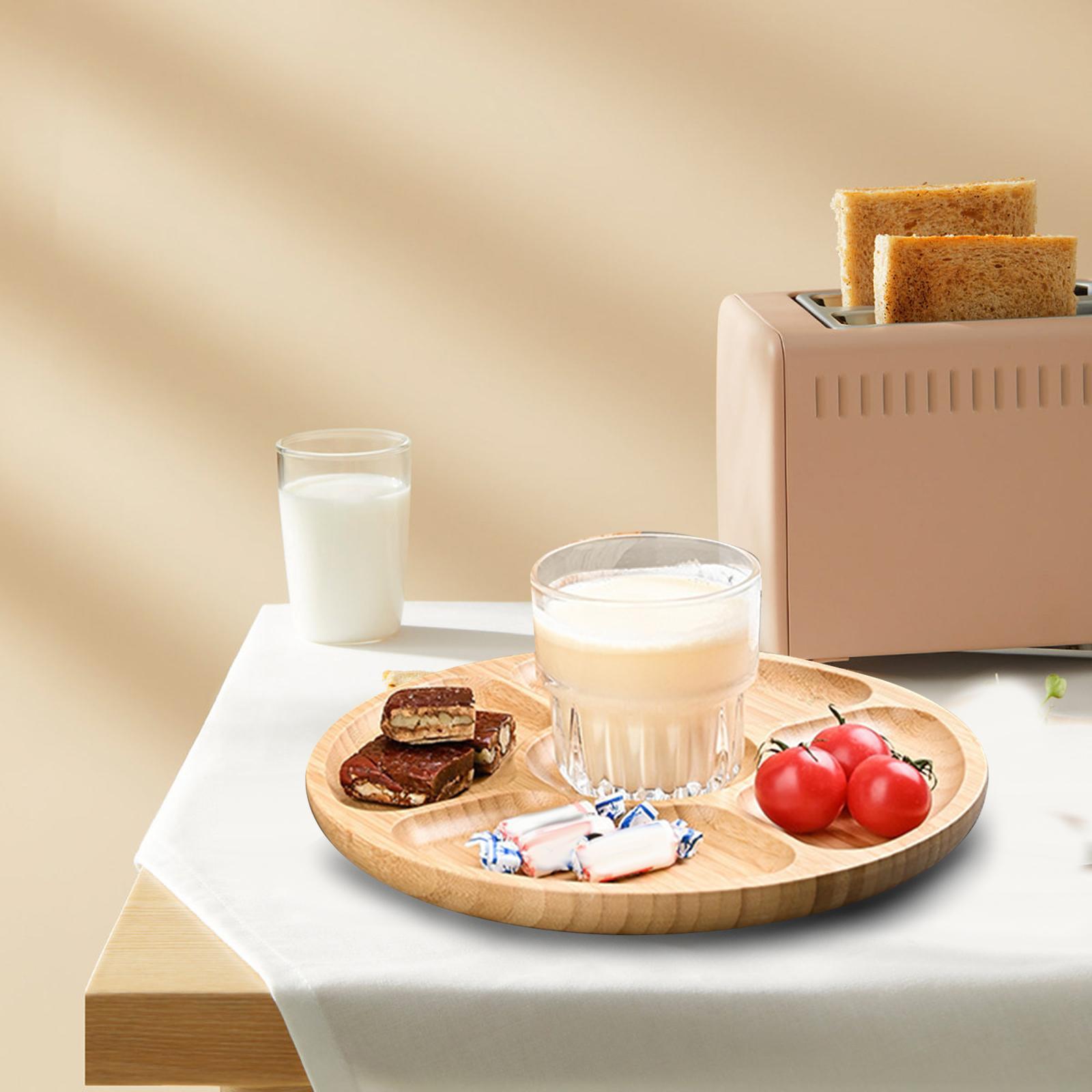 Wooden Tray with 5 Compartments Wooden Food Tray for Candies Party Appetizer