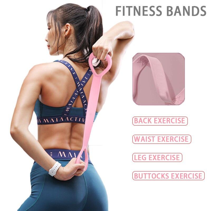 8 Word Yoga Resistance Rubber Bands for Fitness Exercise Elastic Band Bodybuilding Yoga Accessories Portable Fitness Equipment