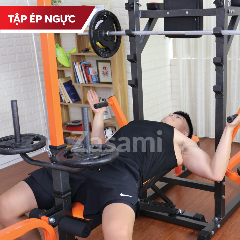 Giàn tạ đa năng kết hợp xà đơn xà kép Zasami 8215 (chưa bao gồm đòn và tạ ) - Tặng kèm 1 đôi găng tay tập tạ