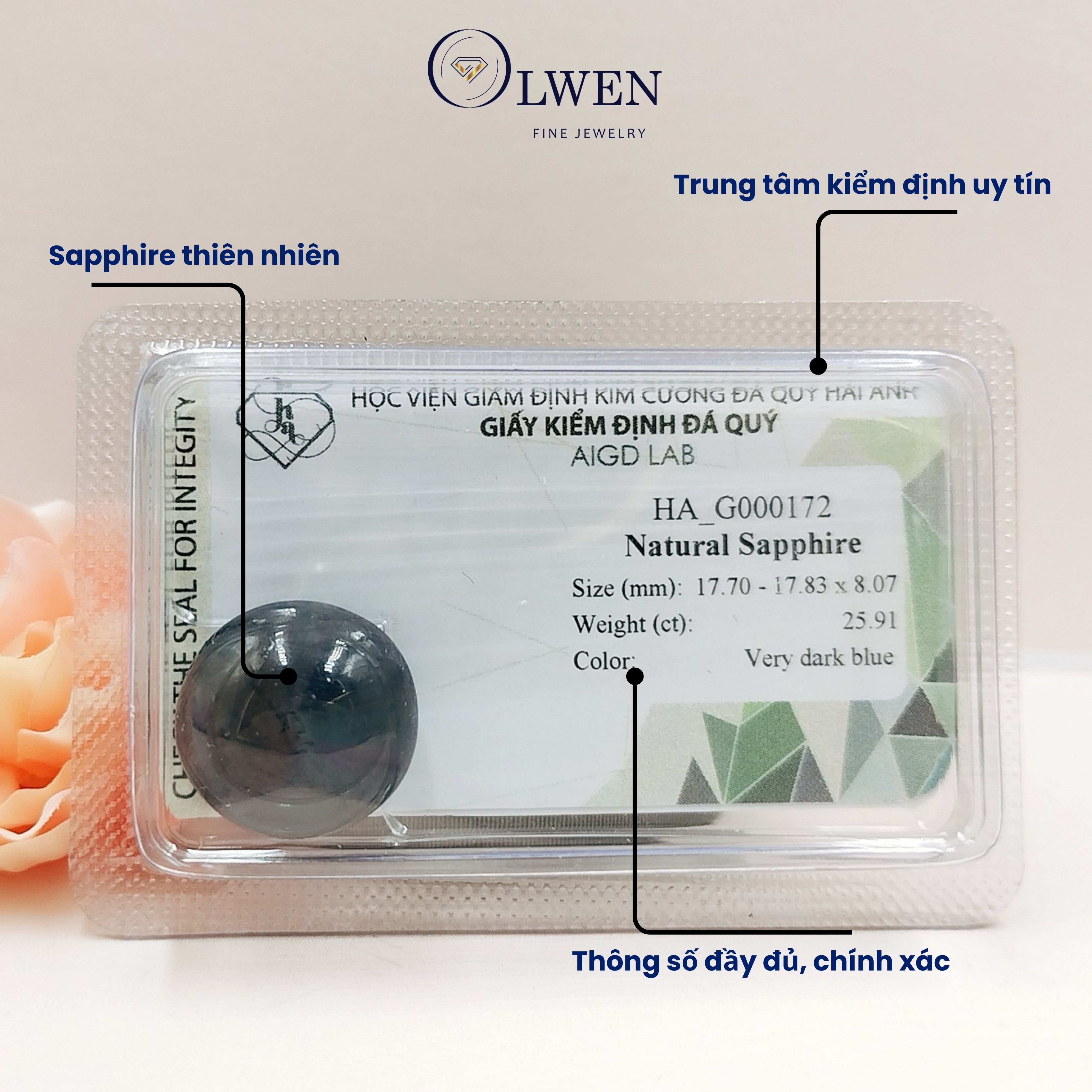 Viên đá Sapphire thiên nhiên HA-G000172