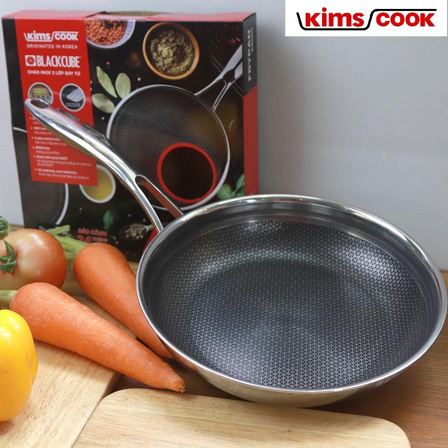 Chảo Blackcube inox 3 lớp đáy từ chống dính KIMS COOK 30cm