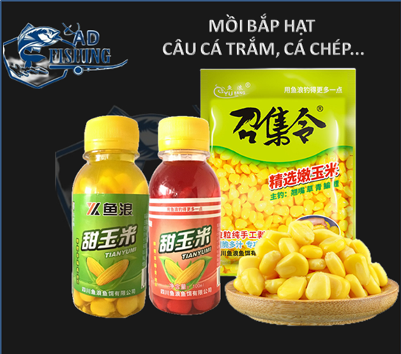 Mồi Bắp Hạt Câu Cá Trắm, Cá Chép, Cá Rô phi, Cá Trôi