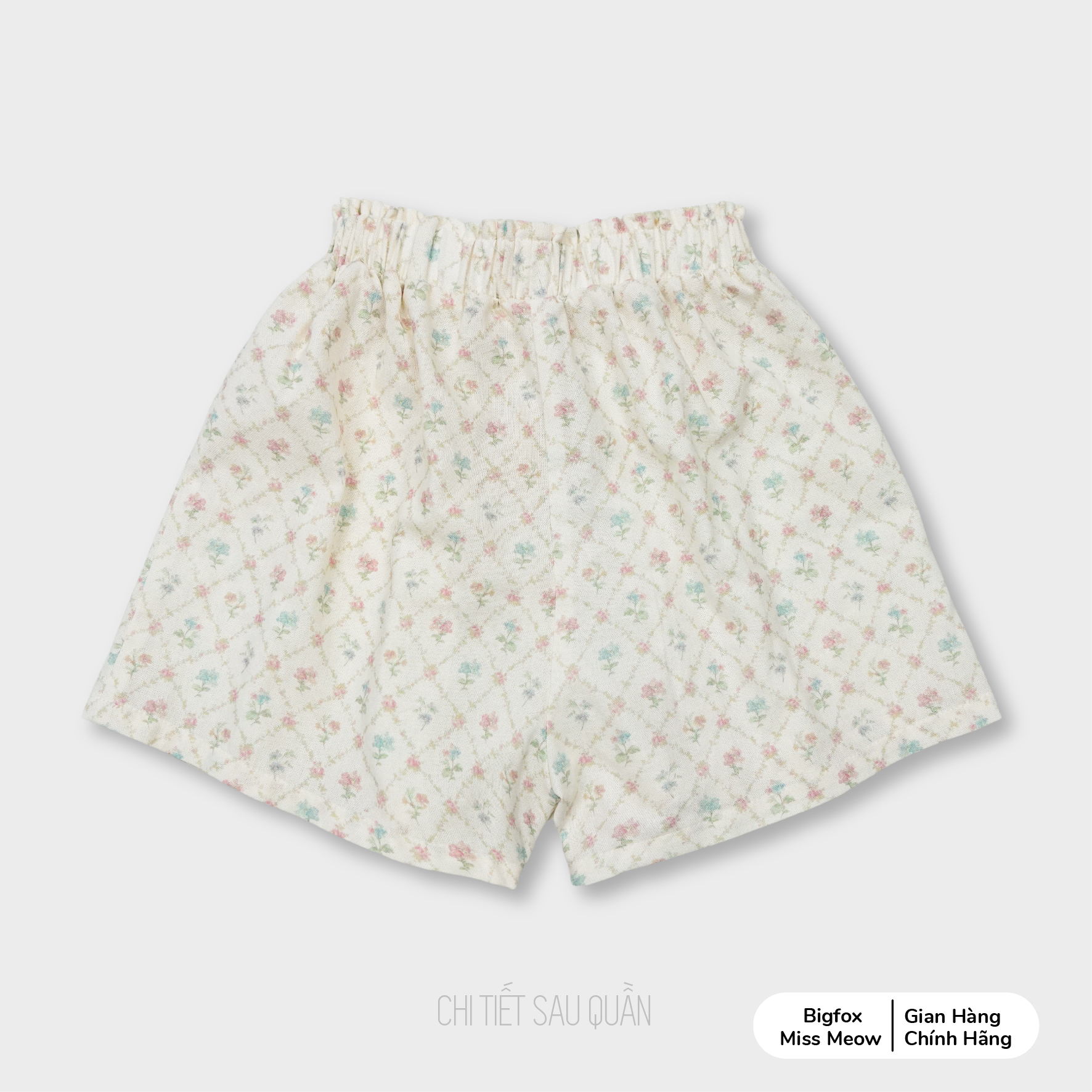 Quần váy đùi cho bé gái Bigfox Miss Meow size đại vải linen hoa nhí cỡ trẻ em 3-11 tuổi 20-30kg