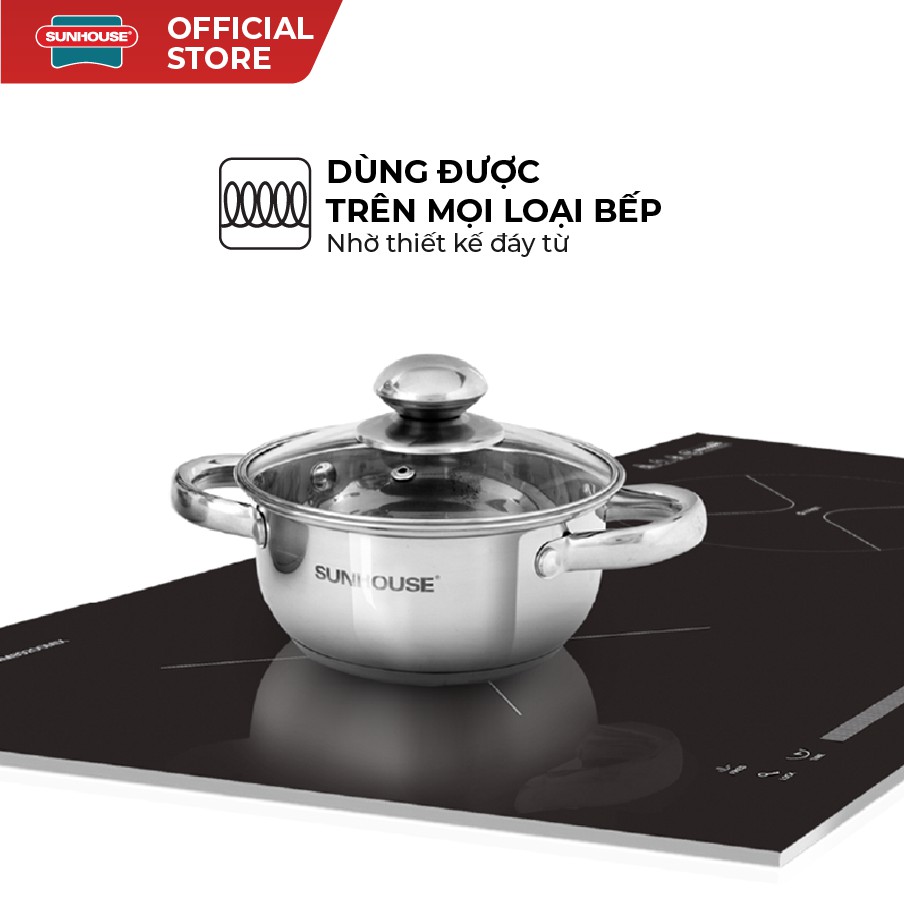 Bộ Nồi Inox 3 Đáy SUNHOUSE SH334 16, 20, 24 cm