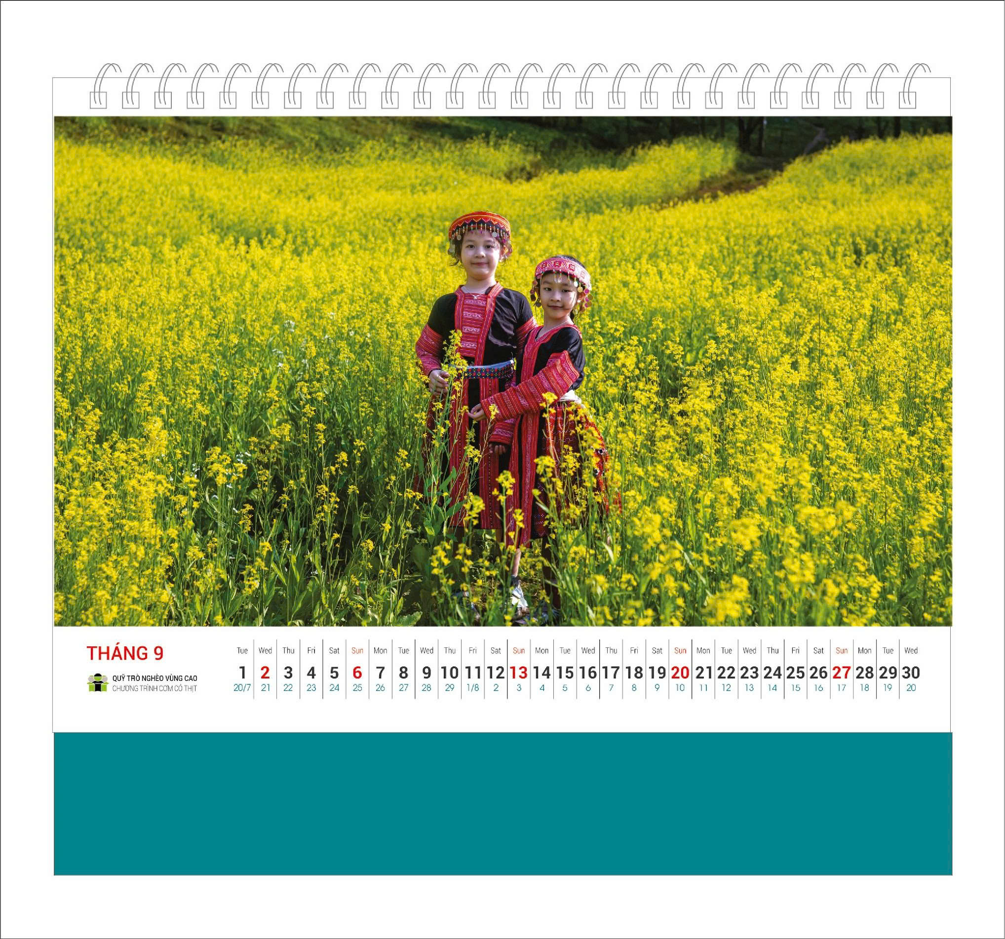 Lịch bàn Trẻ em Vùng Cao 2026 - Lịch Cơm Có Thịt