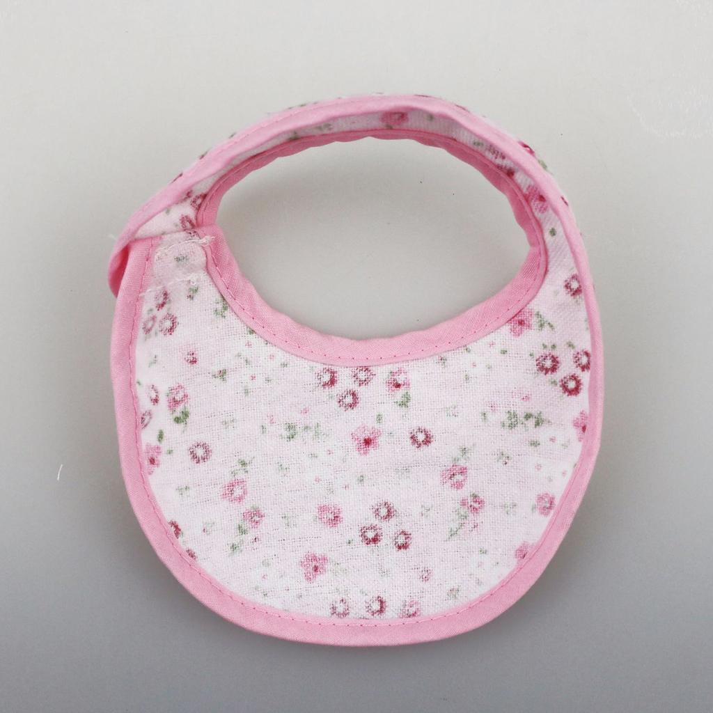 Pretty Baby Doll Bib Burp Set Little Flowers Printed Saliva Bib for 18'' Zapf Doll Pink