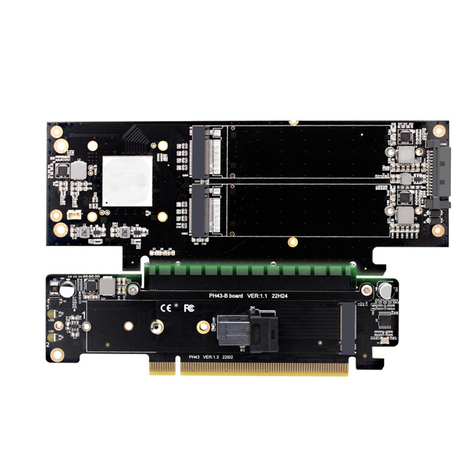 PCIe 4.0 x16 to 4x Expansion Card Stable PH43 Low Profile Dual M.2 Adapter