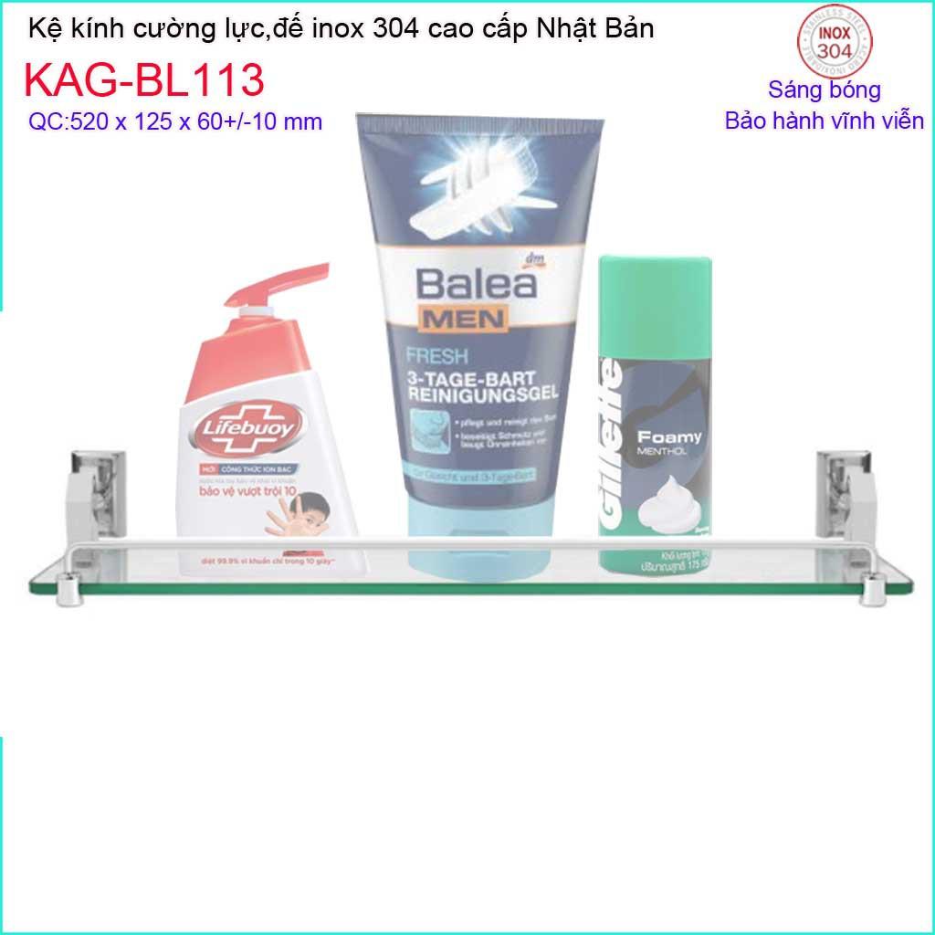 Kệ kính nhà tắm Inox 304 Nhật Bản, Kệ kiếng cường lực-kệ gương Inox Kace