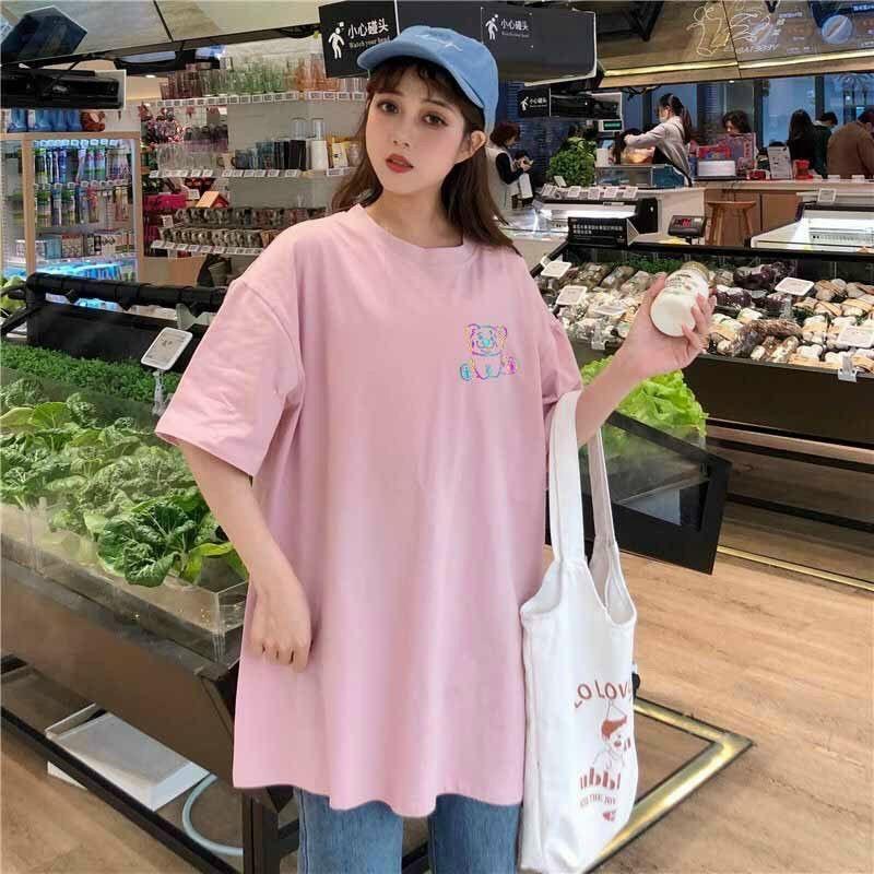Áo Thun Unisex Tay Lỡ Phản Quang Gấu 7 Màu Áo Phông Đủ Màu - Chất Thun Cotton Nam Nữ Couple Freesize T -shirt
