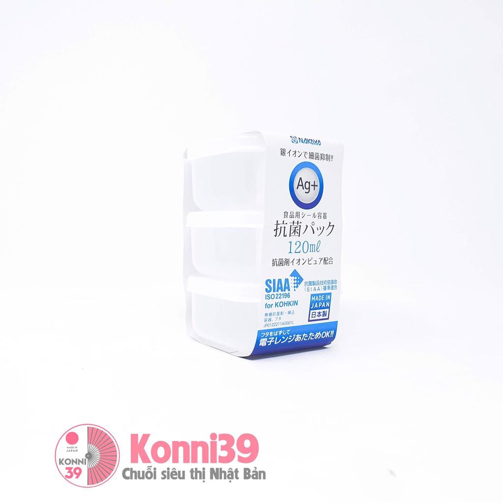 Bộ 3 hộp thực phẩm vuông nắp mềm 120ml nội địa Nhật