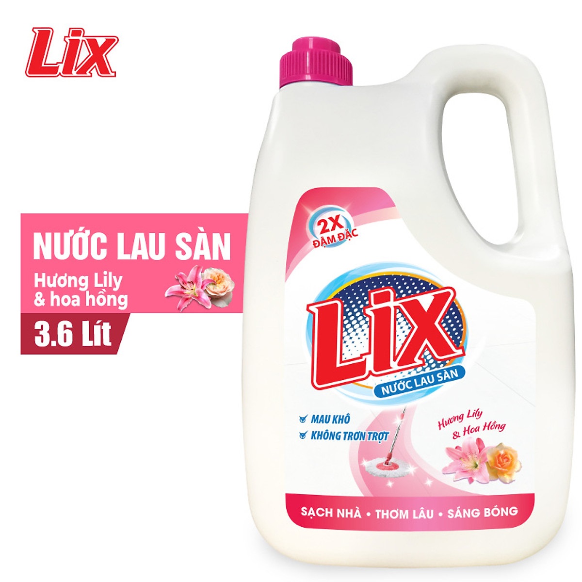 Nước lau sàn Lix hương LiLy và hoa hồng dung tích 3.6L - LL360