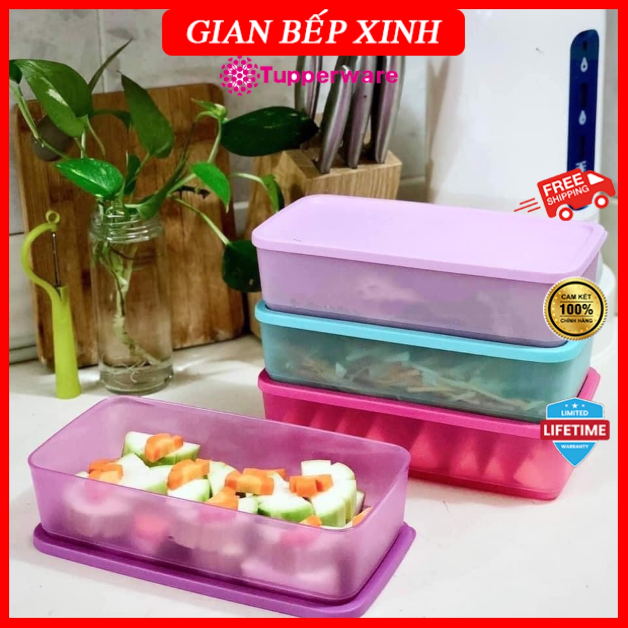 Bộ Hộp Bảo Quản Thực Phẩm Pak N Stor 1.4L (4 Hộp) Tupperware