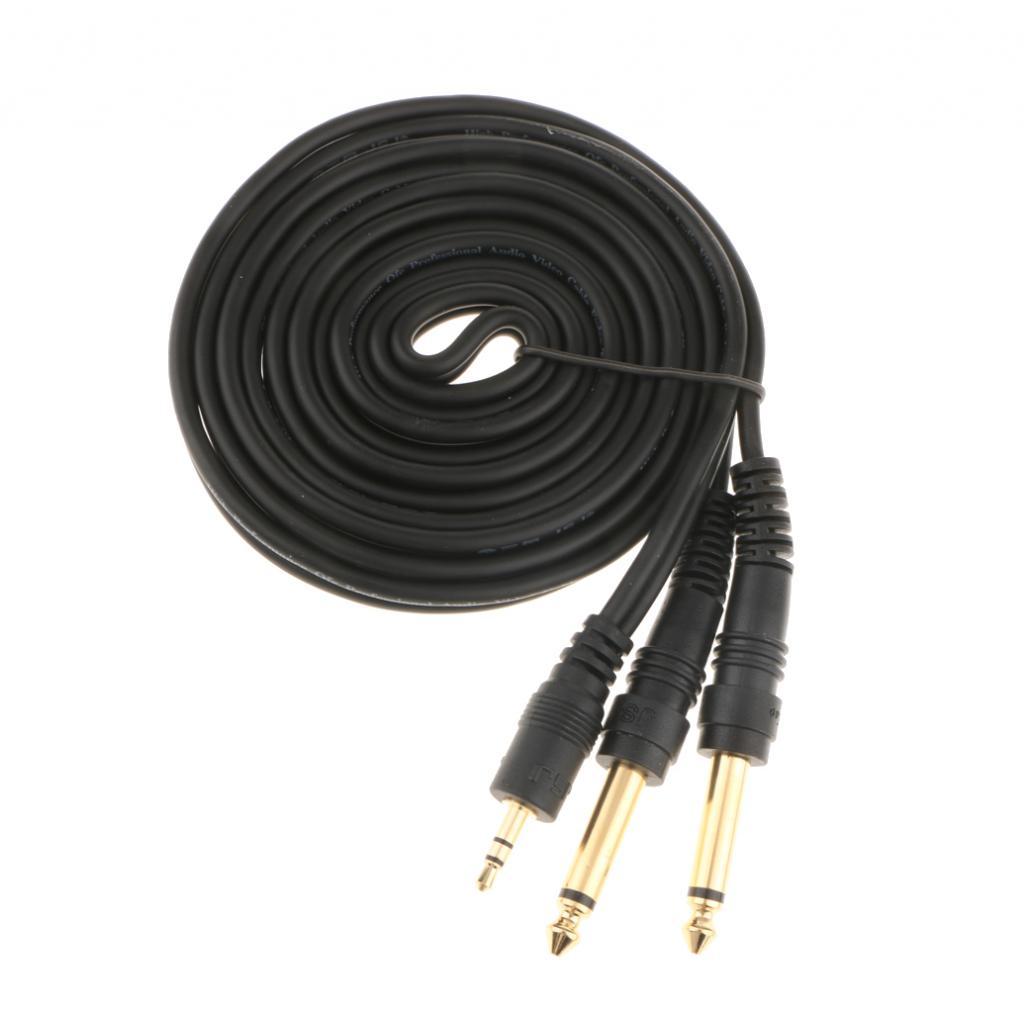 3.5mm to Double 6.5mm Adapter Male to Male Audio Cable Cord Wire 2m+1m