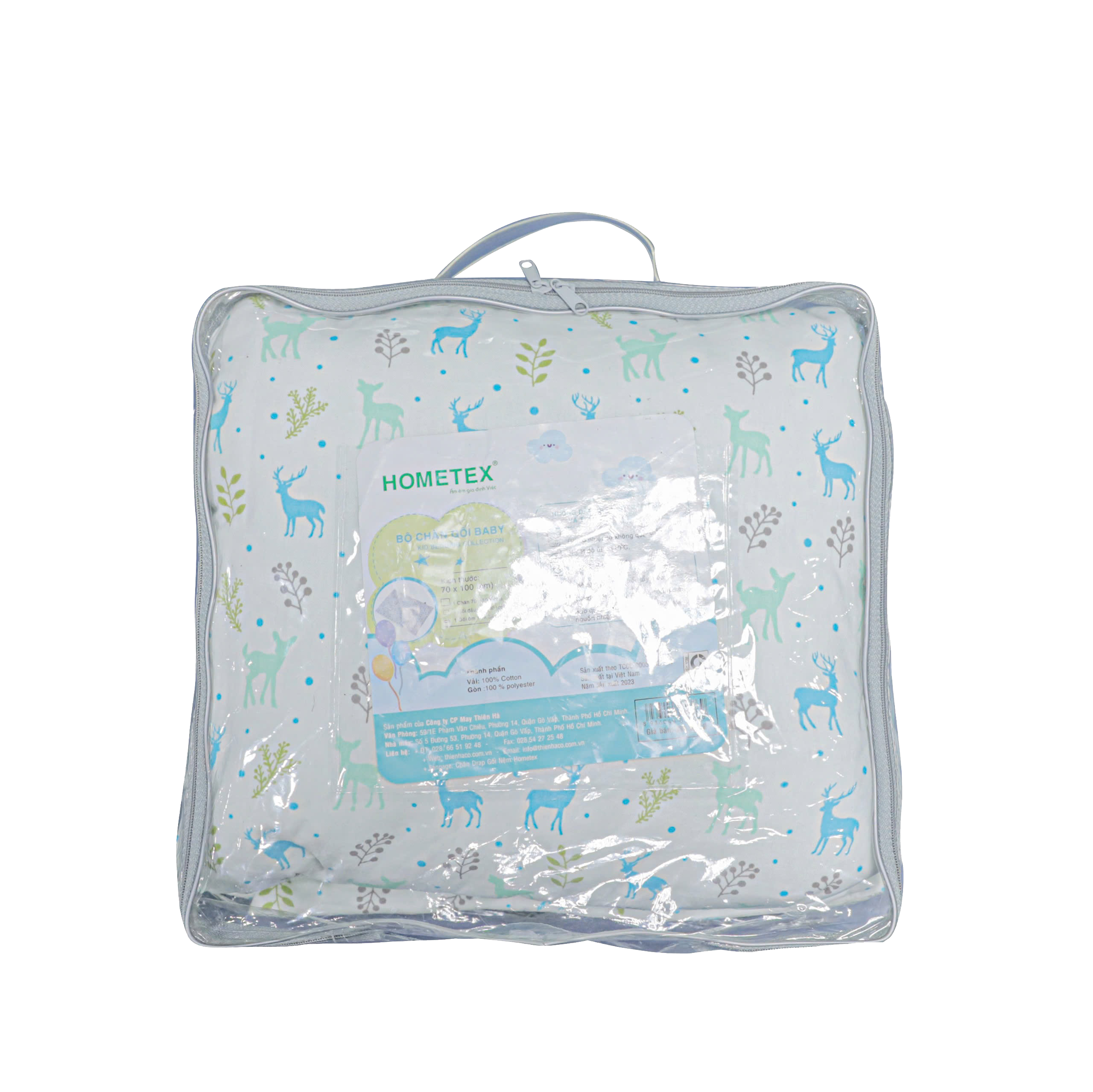 Bộ chăn gối baby hometex cotton hoa