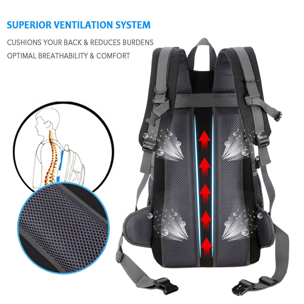 Ba lô thể thao ngoài trời Daypack 40L bằng vải nylon chất lượng cao, chống nước và chống rách, nhiều túi