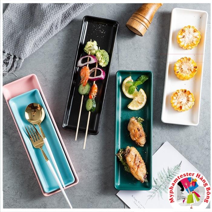 Đĩa sứ chữ nhật nhiều màu sang chảnh
