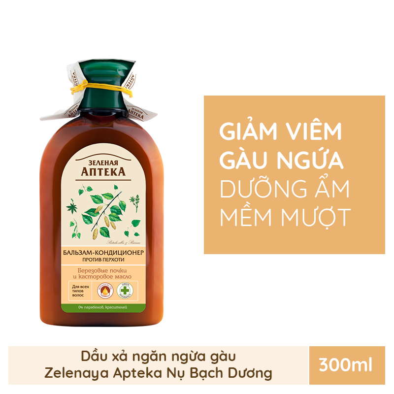 Dầu xả Zelenaya Apteka ngăn ngừa gàu chiết xuất nụ bạch dương và thầu dầu 300ml