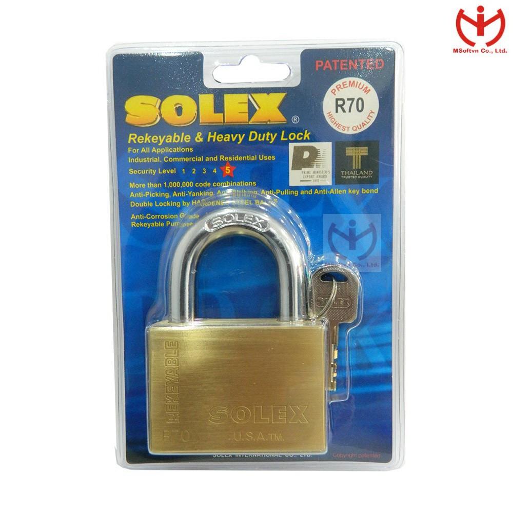 Ổ khóa Solex R70 thân đồng rộng 70mm chìa vuông - MSOFT