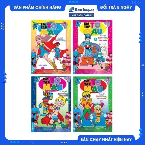 COMBO EM TẬP TÔ MÀU - CHỦ ĐỀ SUPER HERO - SIÊU NHÂN (BỘ 4 CUỐN)