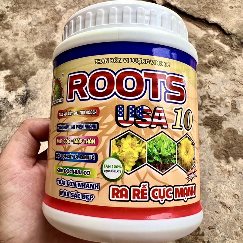 [Phân bón roots 10 usa] kích rễ cực mạnh giải độc hữu cơ bung chồi xanh cây