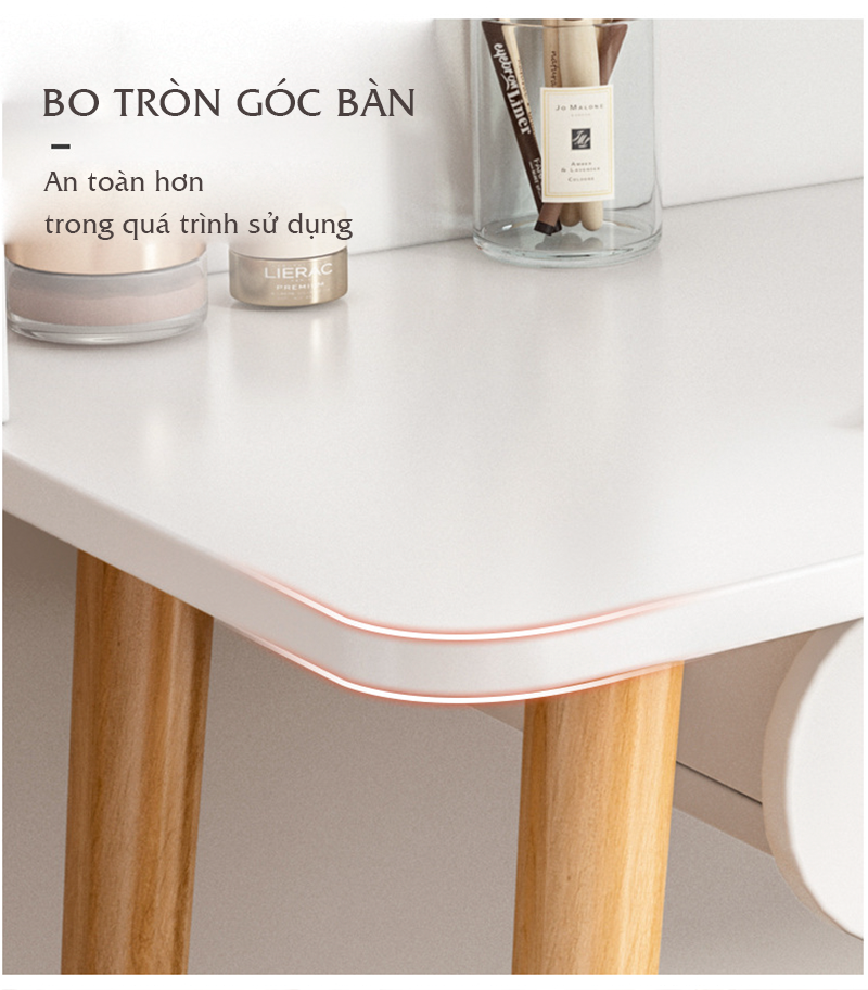 Bàn Trang Điểm Thông Minh Gương Tròn Kèm Kệ Để Đồ Tiện Dụng GP196