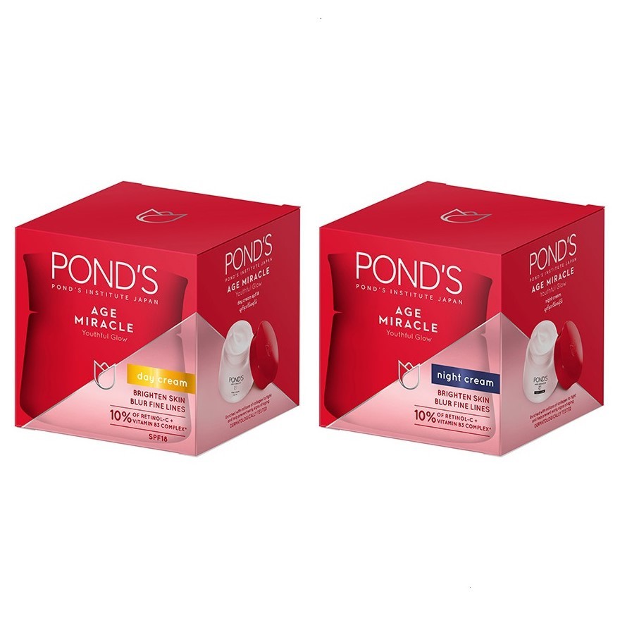 Combo Kem Dưỡng Da Pond's Age Miracle ngăn ngừa lão hóa ngày và đêm 50g - đỏ