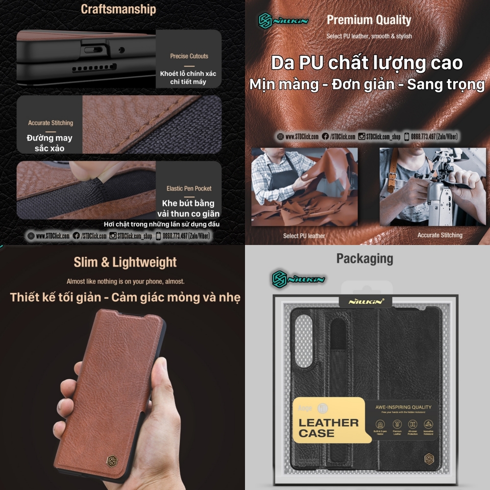 ỐP LƯNG DÀNH CHO ĐIỆN THOẠI SAMSUNG GALAXY Z FOLD 4 5G NILLKIN AOGE CÓ KHE GIỮ BÚT