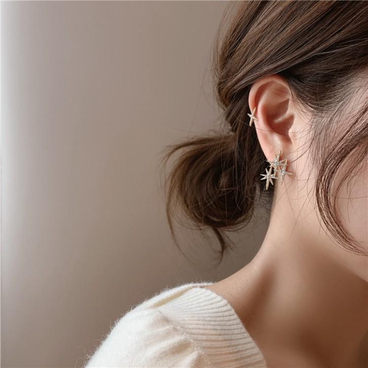 Đôi Bông Tai Hình Ngôi Sao Đính Đá Thời Trang Cho Nữ
