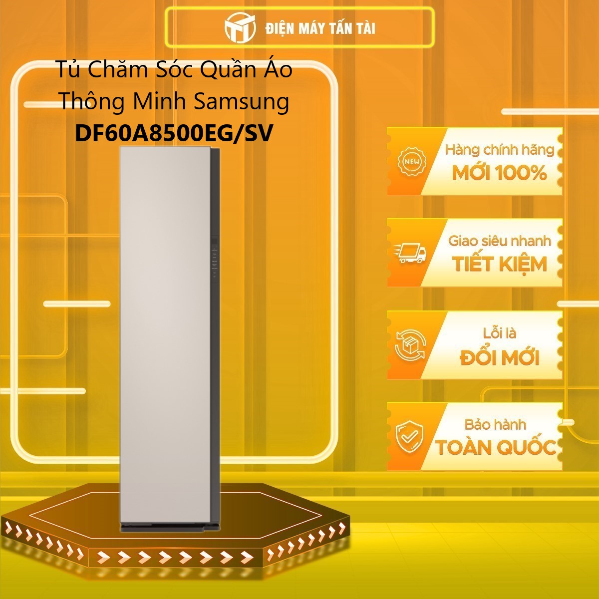 Tủ chăm sóc quần áo thông minh Samsung Inverter Bespoke AirDresser 3 móc DF60A8500EG/SV - Hàng chính hãng