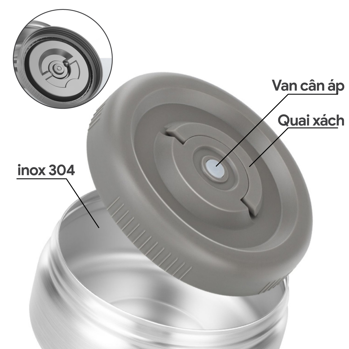 Bộ Hộp Cơm Giữ Nhiệt 2GOOD Lunch Box HC01 - Kèm Muỗng và Đũa Inox 304